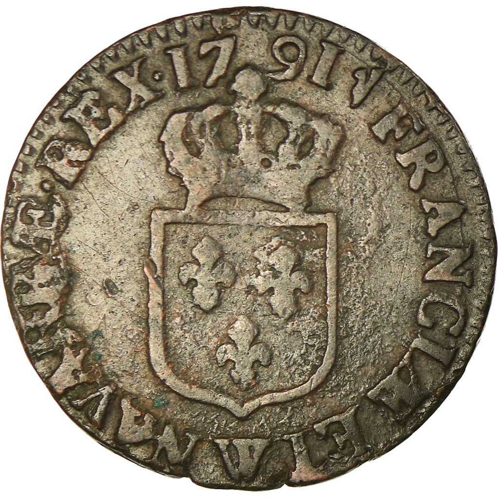 Moneta, Francja, Louis XVI, 1/2 Sol ou 1/2 sou, 1/2 Sol, 1791, Lille, VF(30-35)