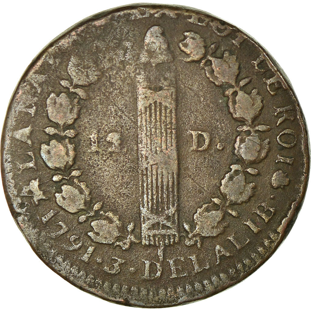 Coin, France, 12 deniers françois, 12 Deniers, 1791, Rouen, VF(30-35), Bronze