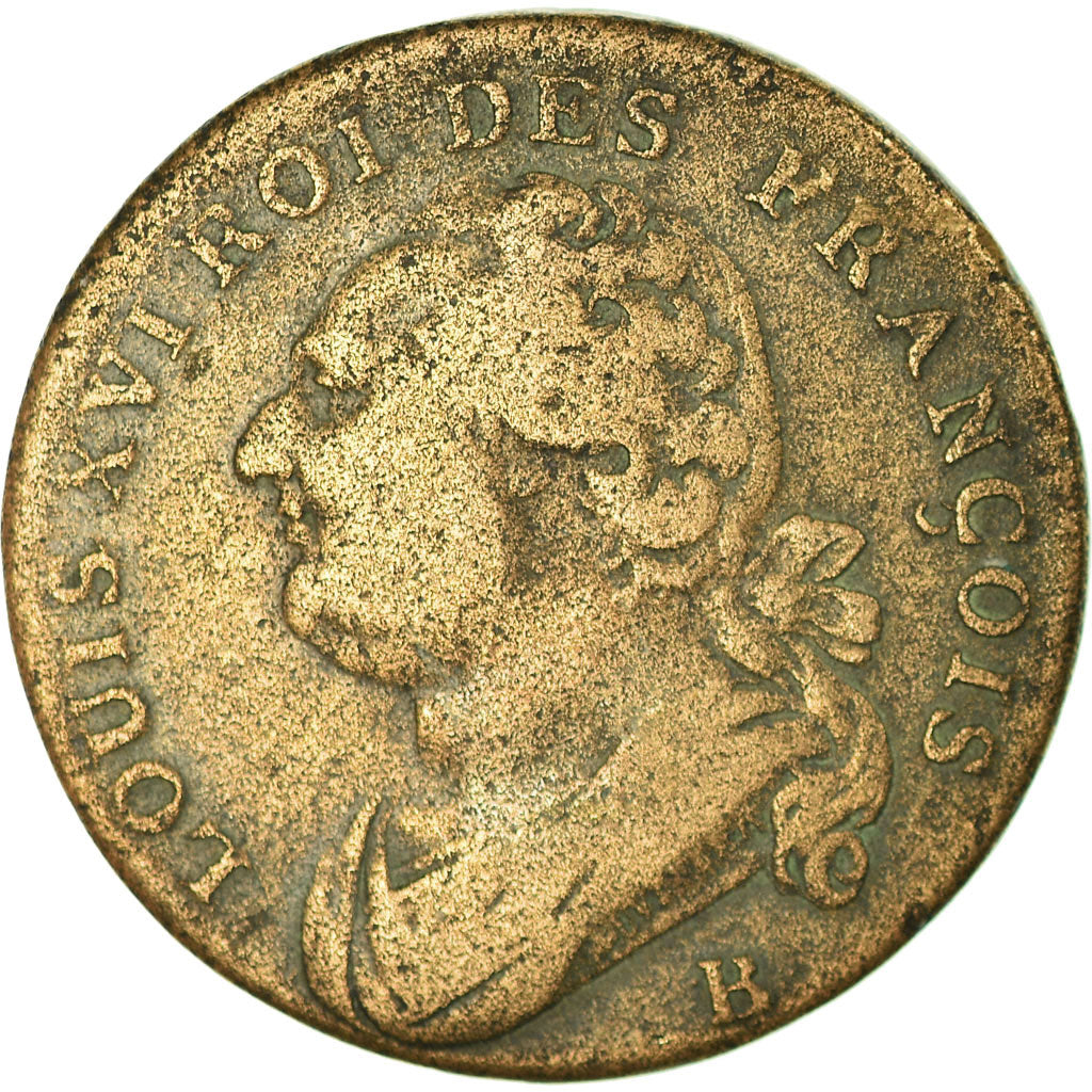 Coin, France, 12 deniers françois, 12 Deniers, 1791, Rouen, VF(30-35), Bronze