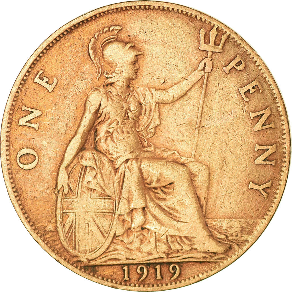 Coin, Great Britain, George V, Penny, 1919, VF(30-35), Bronze, KM:810