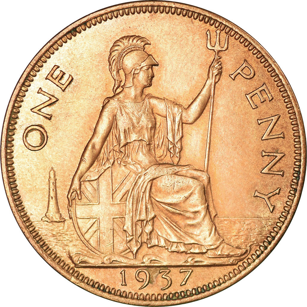 Coin, Great Britain, George VI, Penny, 1937, MS(60-62), Bronze, KM:845