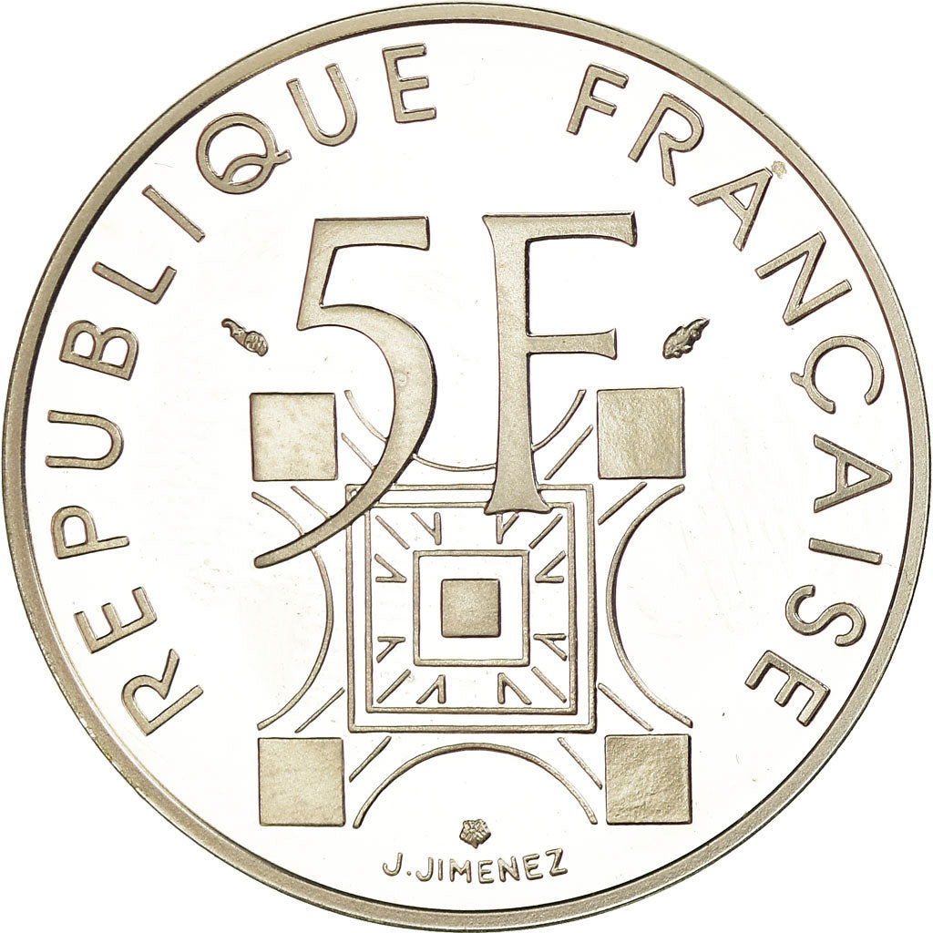 Coin, France, Tour Eiffel, 5 Francs, 1989, Paris, BE, MS(65-70), Silver, KM:968a