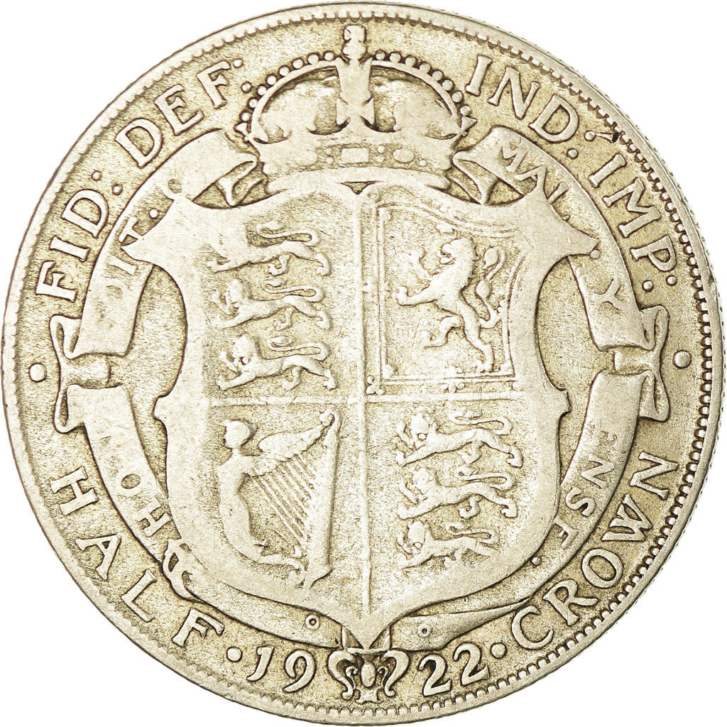 Coin, Great Britain, George V, 1/2 Crown, 1922, VF(20-25), Silver, KM:818.1a