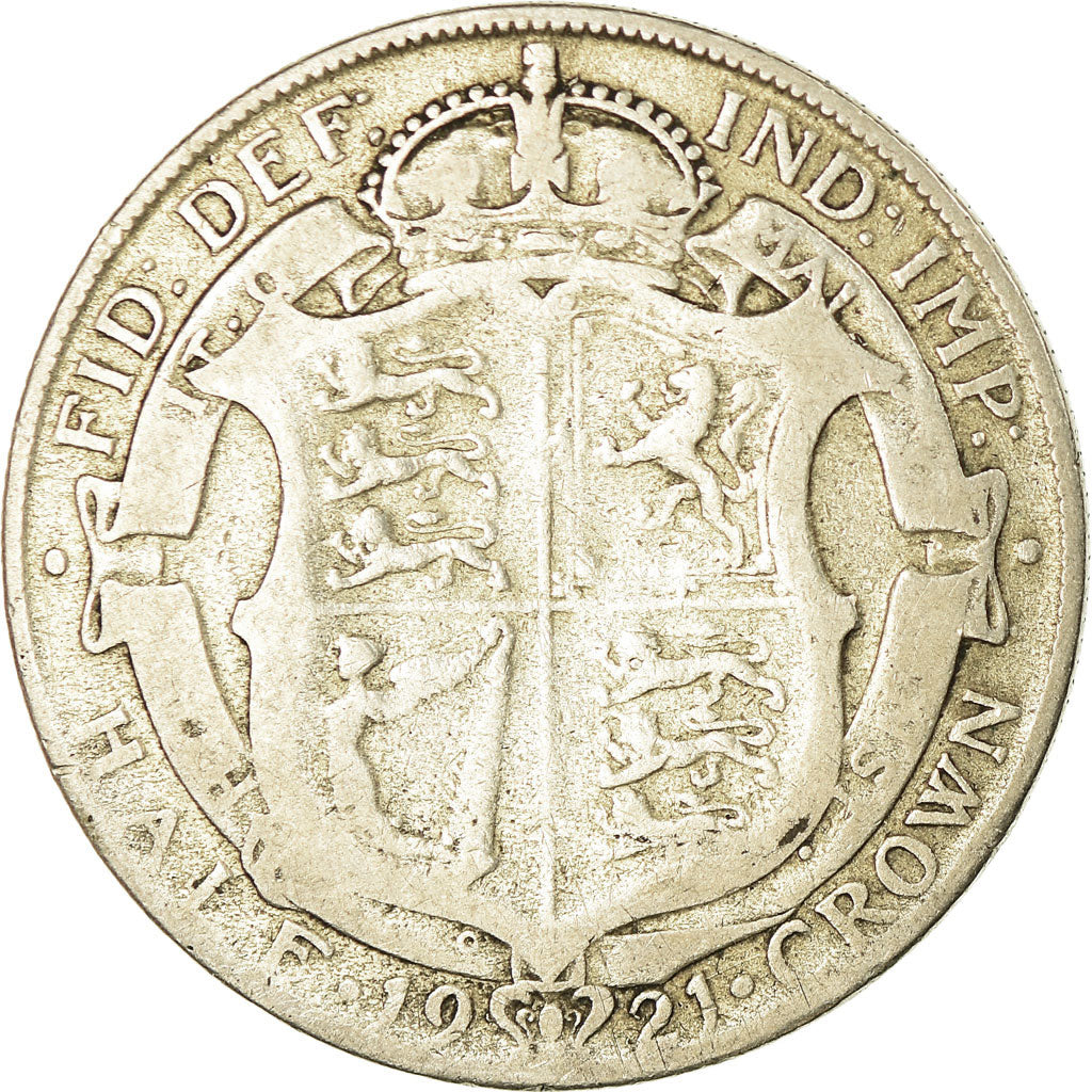 Coin, Great Britain, George V, 1/2 Crown, 1921, VF(30-35), Silver, KM:818.1a