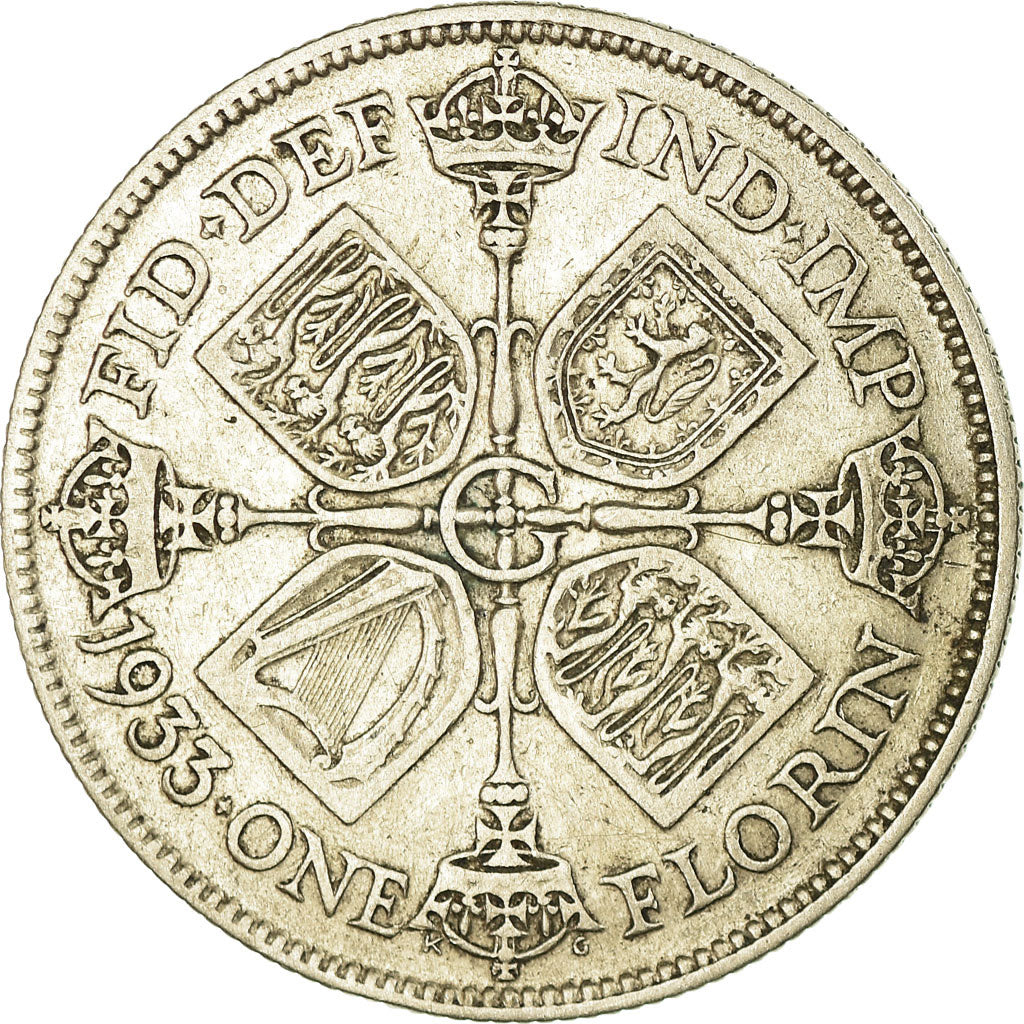 Coin, Great Britain, George V, Florin, Two Shillings, 1933, VF(30-35), Silver