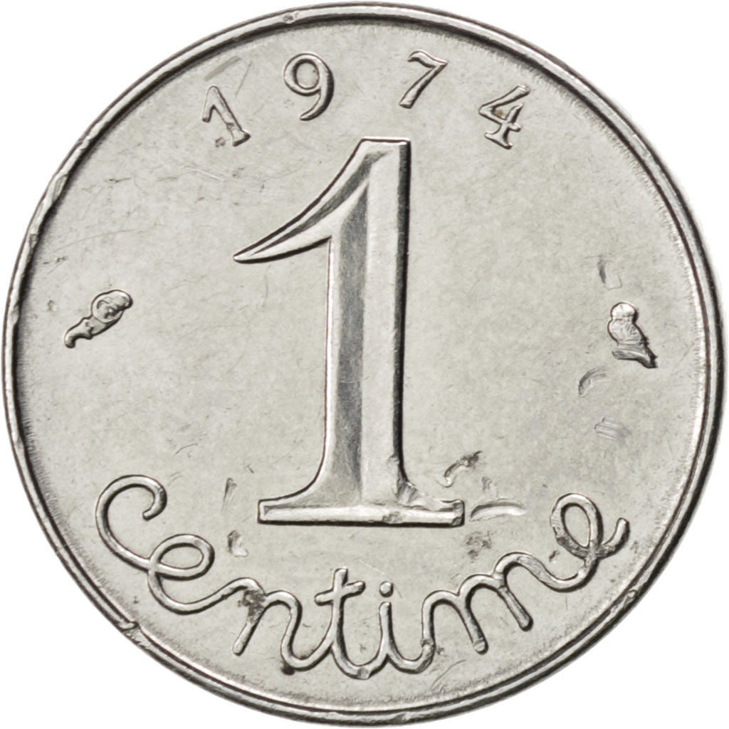 FRANCE, Épi, Centime, 1974, Paris, KM #928, EF(40-45), Stainless Steel, 15, ...