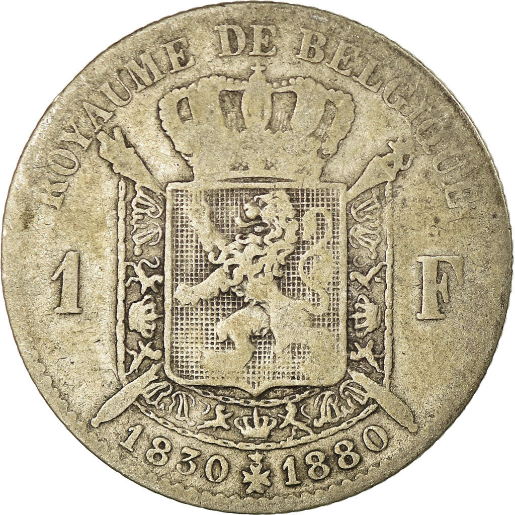 Coin, Belgium, Leopold II, Franc, 1880, VG(8-10), Silver, KM:38