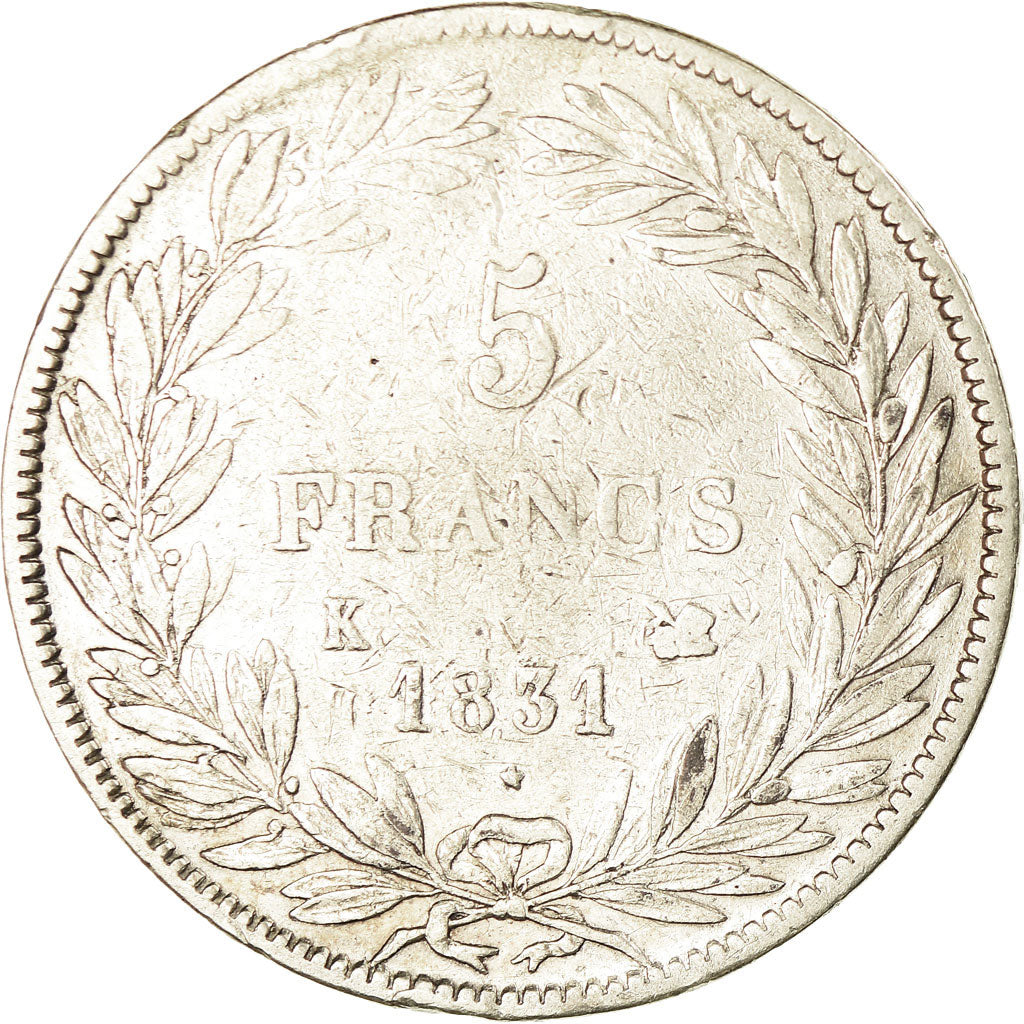 Coin, France, Louis-Philippe, 5 Francs, 1831, Bordeaux, VF(30-35), Silver