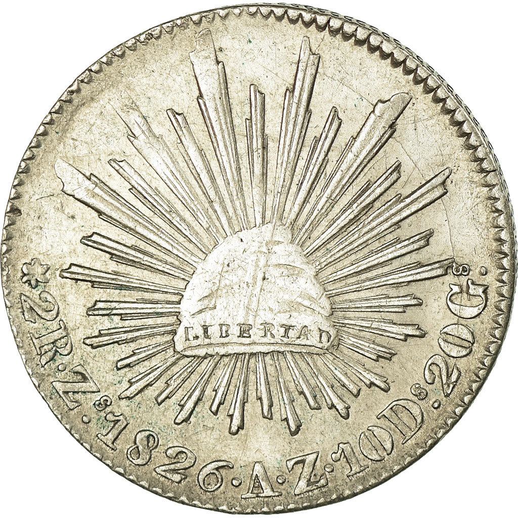 Monnaie, Mexique, 2 Reales, 1826, Zacatecas, TTB, Argent, KM:374.12