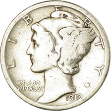 Coin, United States, Mercury Dime, Dime, 1919, U.S. Mint, Philadelphia