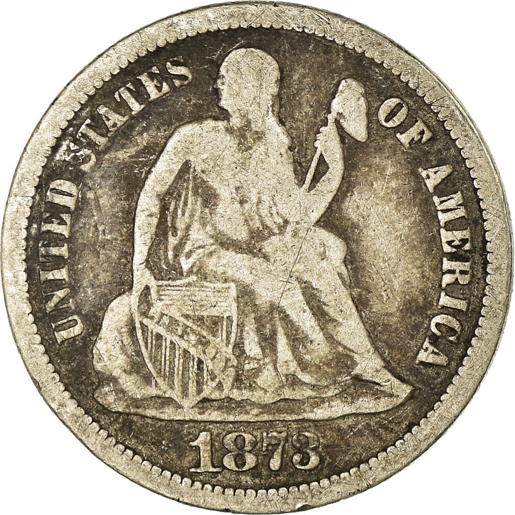 Coin, United States, Seated Liberty Dime, Dime, 1873, U.S. Mint, Philadelphia