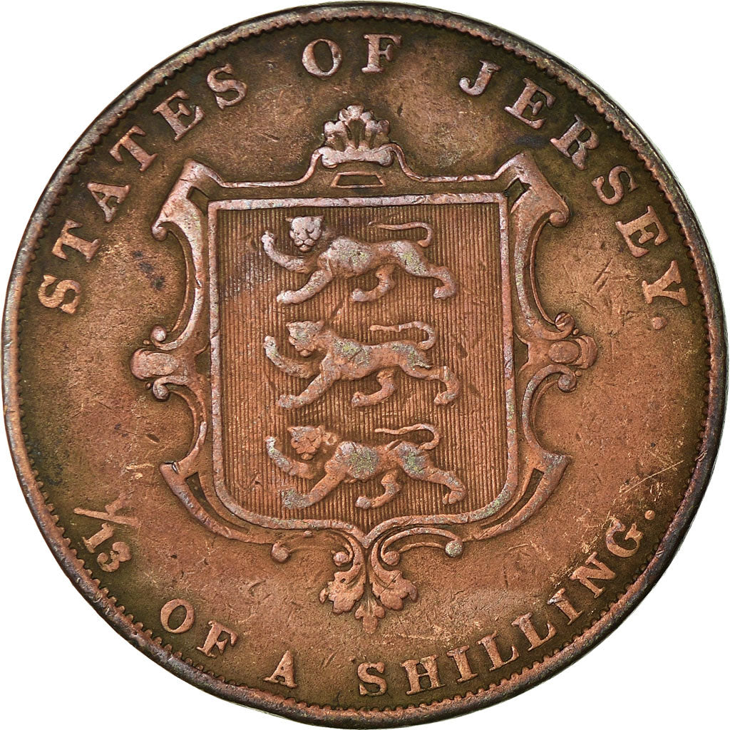 Munten, Jersey, Victoria, 1/13 Shilling, 1858, FR+, Koper, KM:3
