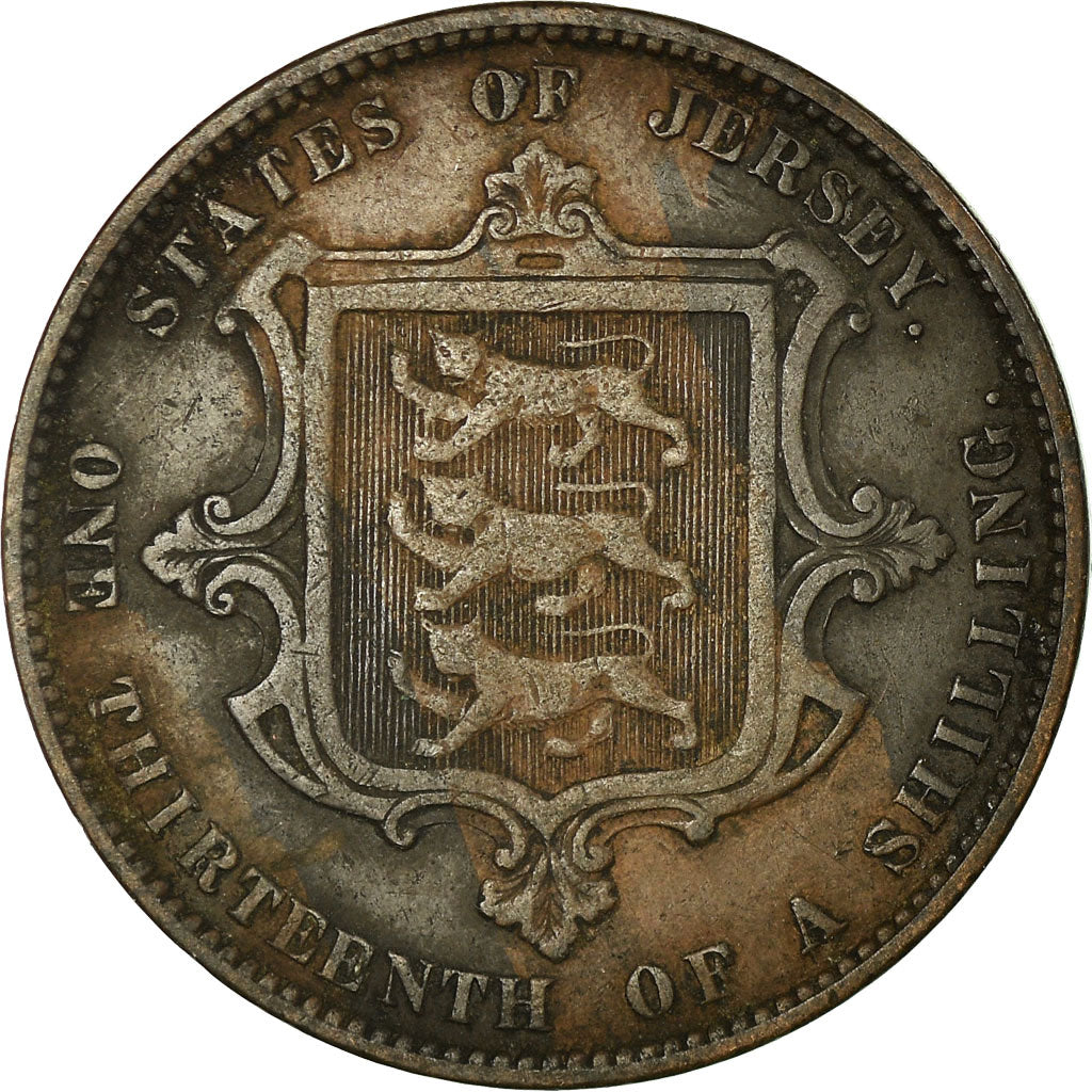 Coin, Jersey, Victoria, 1/13 Shilling, 1871, EF(40-45), Bronze, KM:5