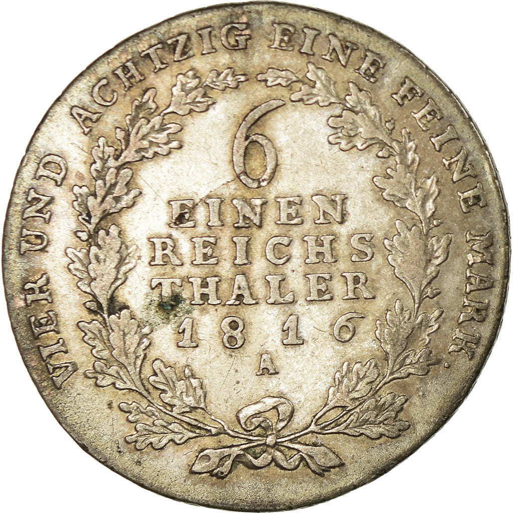 Monnaie, Etats allemands, PRUSSIA, Friedrich Wilhelm III, 1/6 Thaler, 1816