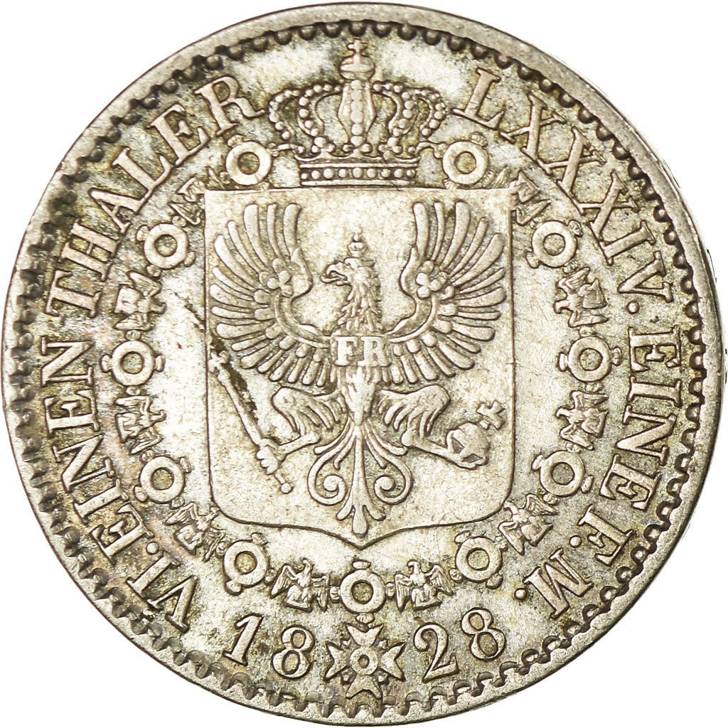 Monnaie, Etats allemands, PRUSSIA, Friedrich Wilhelm III, 1/6 Thaler, 1828