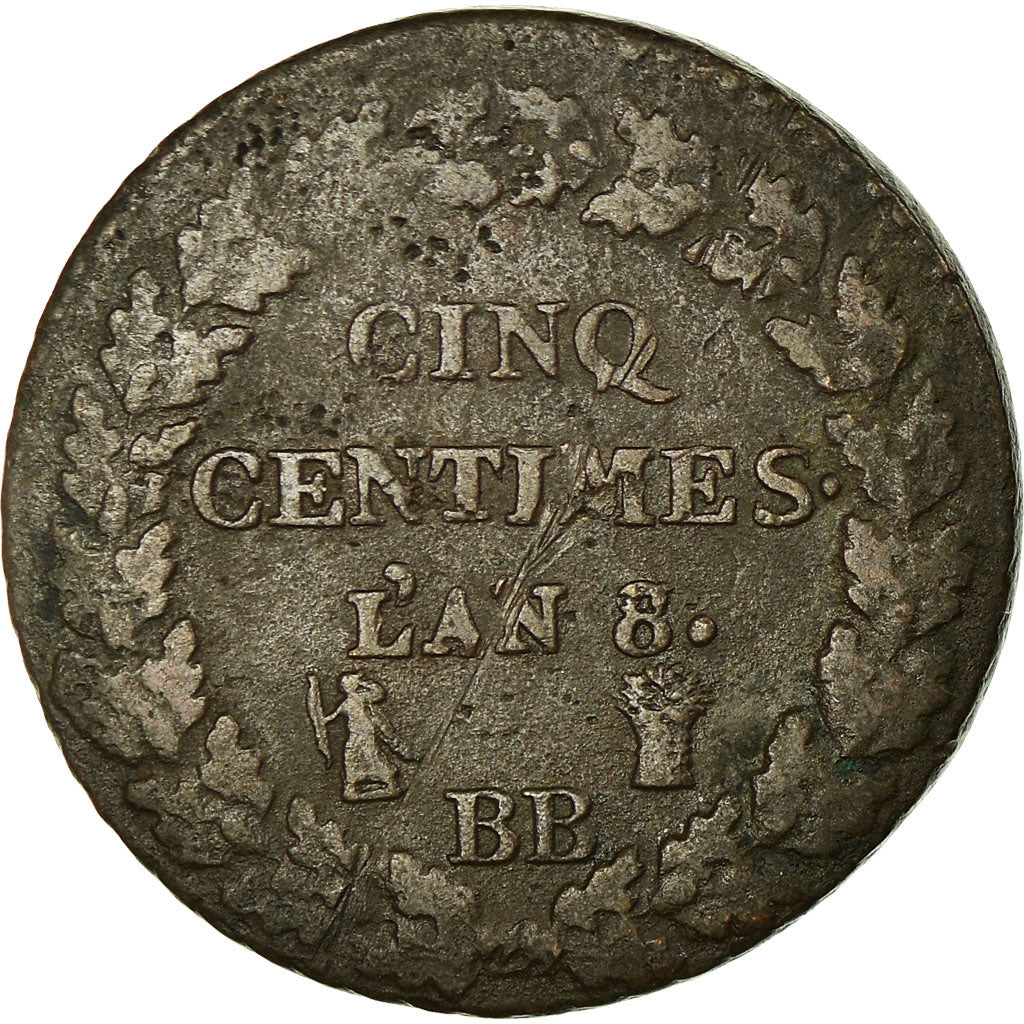 Coin, France, Dupré, 5 Centimes, 1799, Strasbourg, AN 8/5, VF(20-25), Bronze
