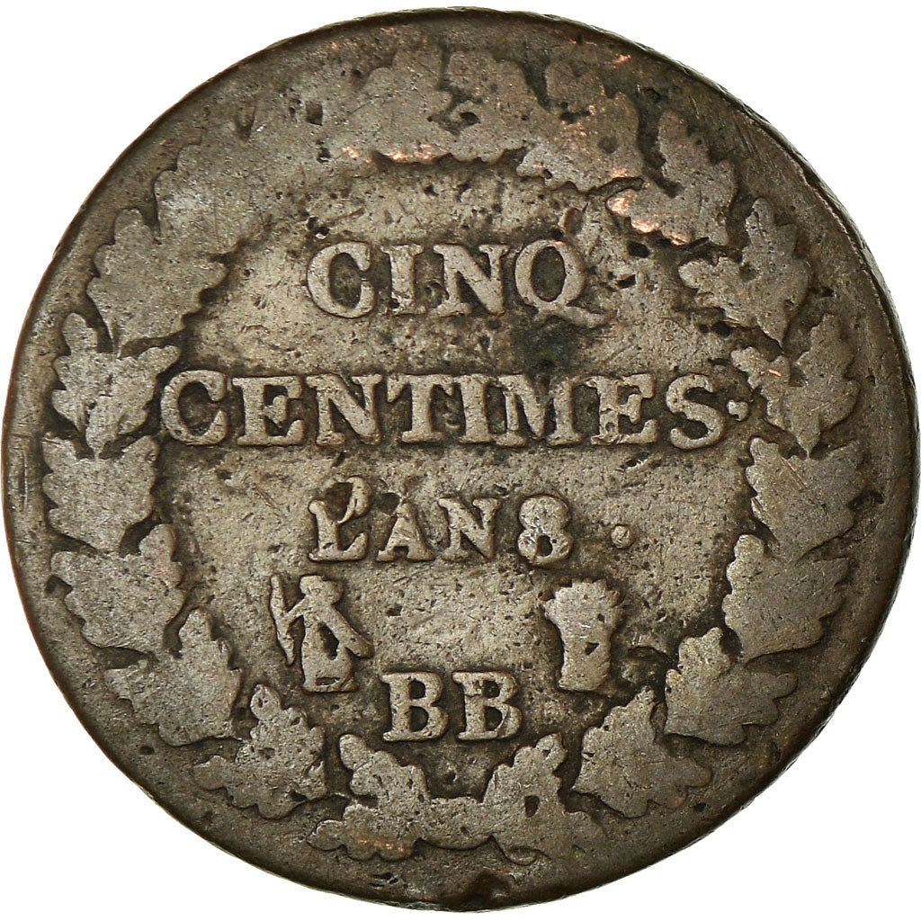 Coin, France, Dupré, 5 Centimes, 1799, Strasbourg, VF(20-25), Bronze, KM:640.4