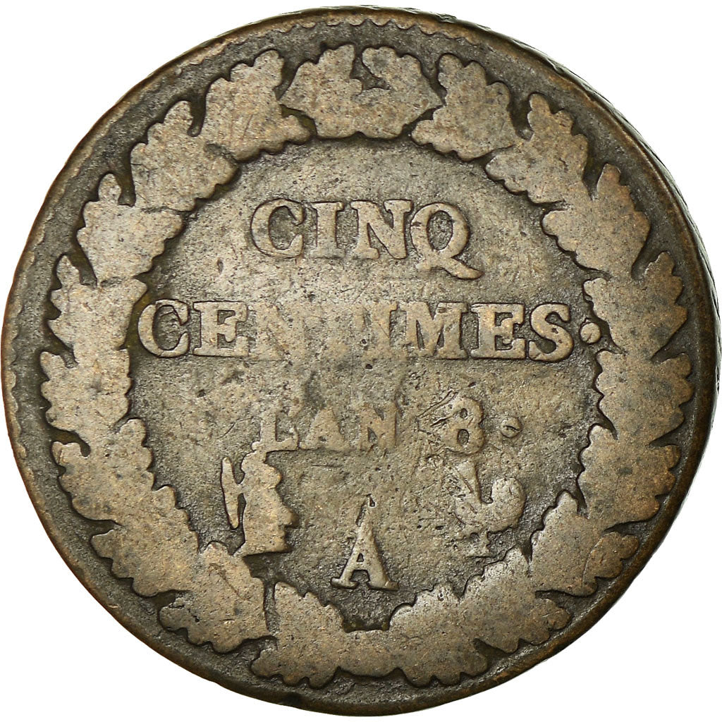 Coin, France, Dupré, 5 Centimes, 1799, Paris, VF(20-25), Bronze, KM:640.1