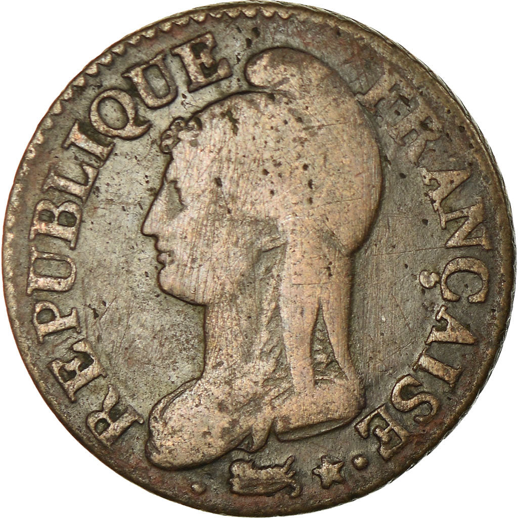 Moneta, Francia, Dupré, 5 Centimes, 1798, Strasbourg, MB+, Bronzo, KM:640.4