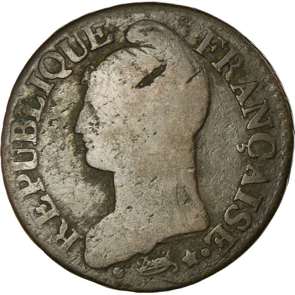 Moneta, Francia, Dupré, 5 Centimes, 1799, Metz, B+, Bronzo, KM:640.2