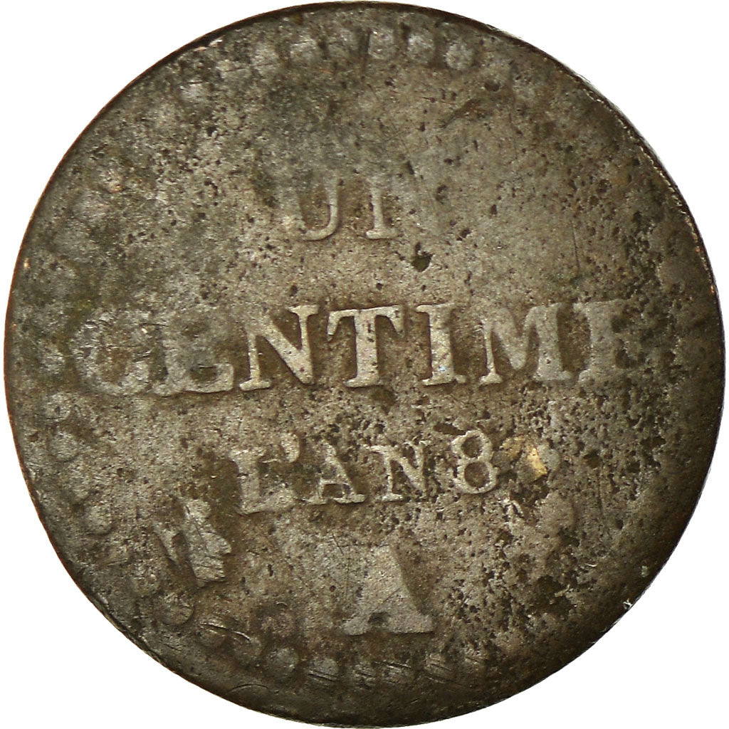 Moneda, Francia, Dupré, Centime, 1799, Paris, BC+, Bronce, KM:646, Gadoury:76a