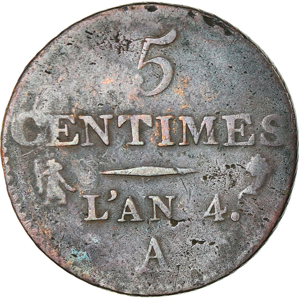 Coin, France, Dupré, 5 Centimes, AN 4, Paris, VF(20-25), Bronze, KM:635.1
