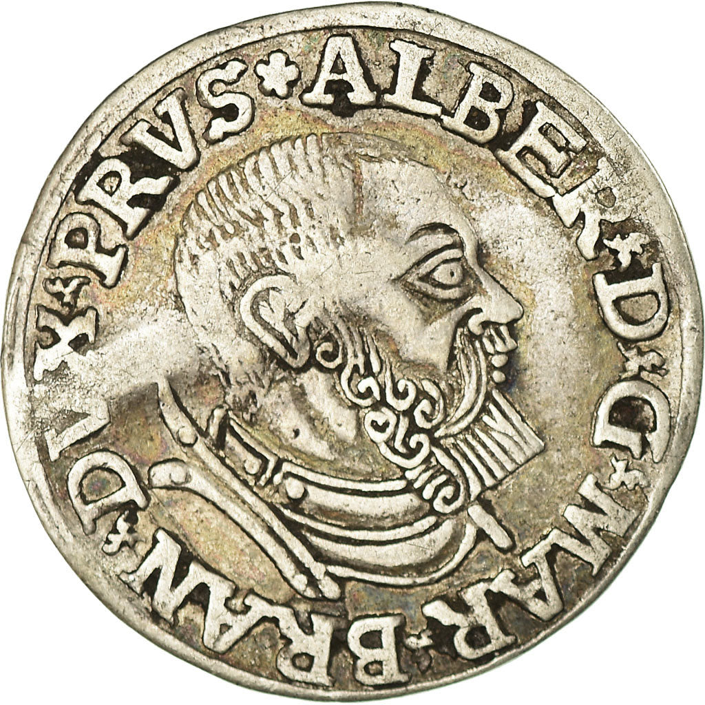 Moneda, Estados alemanes, PRUSSIA, 3 Gröscher, 1537, BC+, Plata