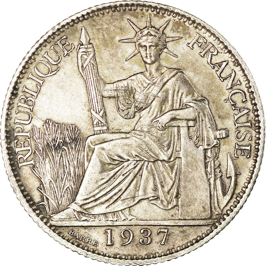Moneta, FRANCUSKIE INDOCHINY, 20 Cents, 1937, Paris, AU(55-58), Srebro, KM:17.2
