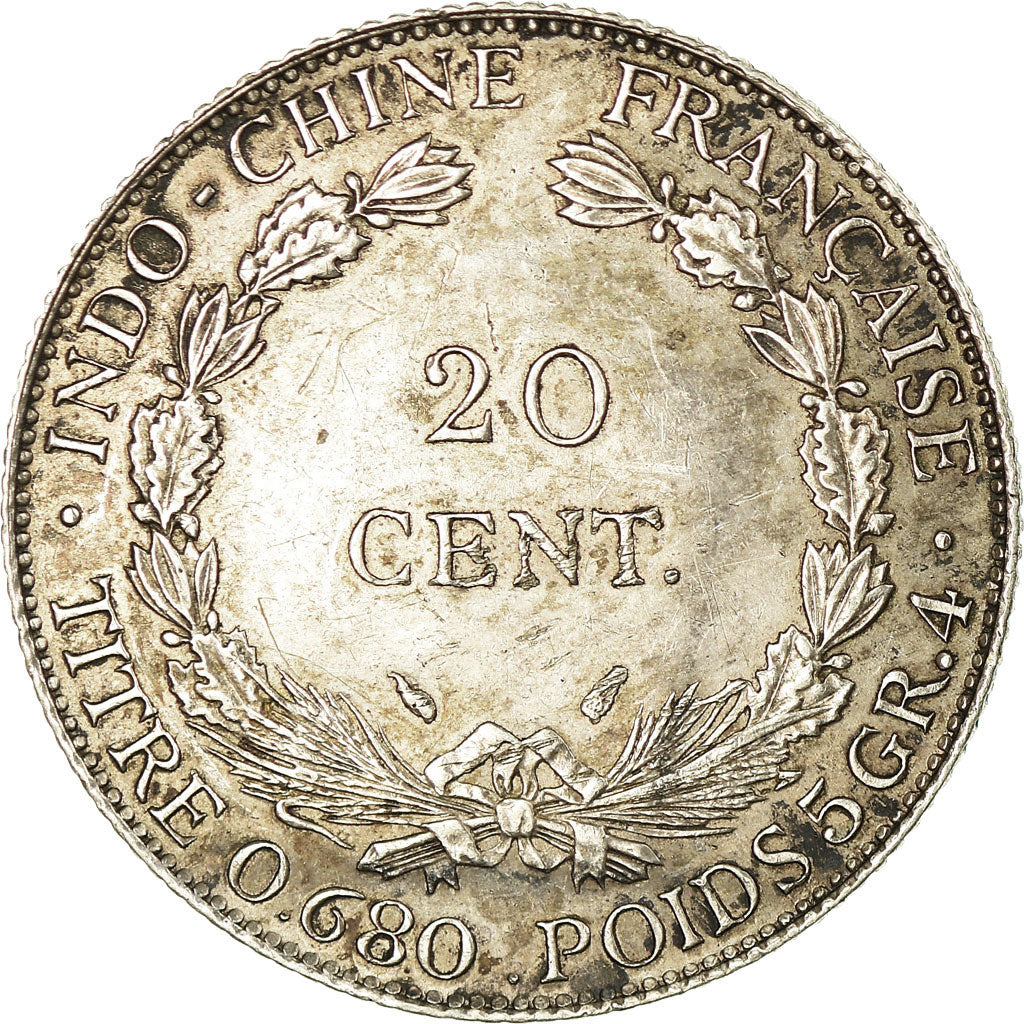 Moneta, FRANCUSKIE INDOCHINY, 20 Cents, 1937, Paris, AU(55-58), Srebro, KM:17.2