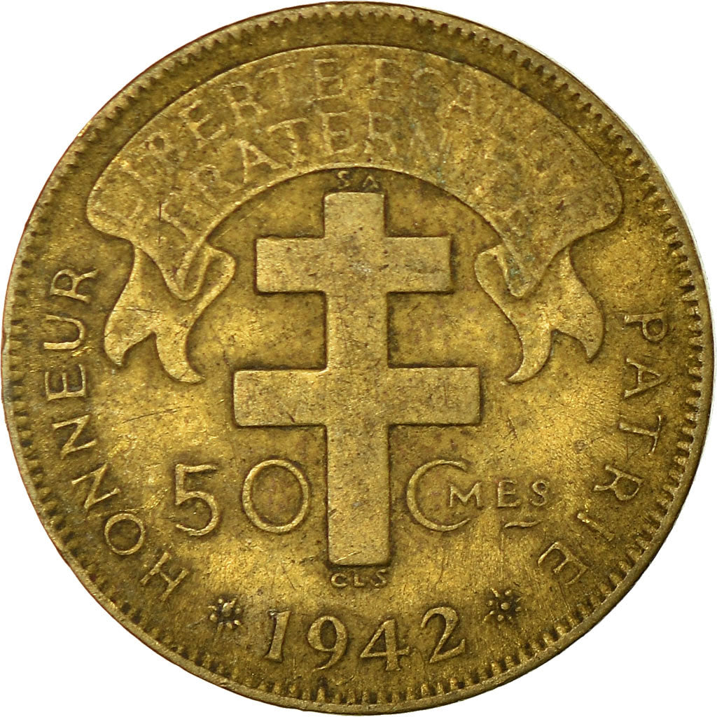 Moeda, África Equatorial Francesa, 50 Centimes, 1942, Pretoria, VF(30-35)