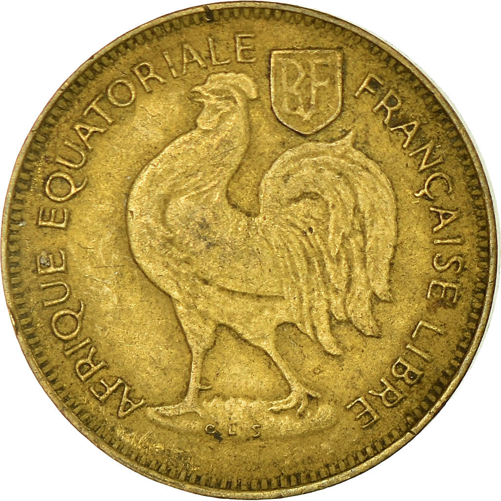 Moneda, África ecuatorial francesa, 50 Centimes, 1942, Pretoria, MBC, Latón