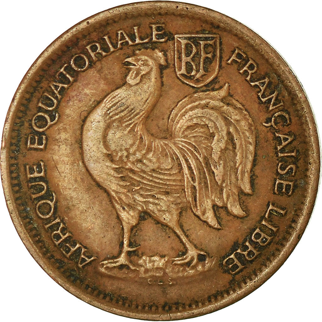 Coin, French Equatorial Africa, 50 Centimes, 1943, Pretoria, EF(40-45), Bronze