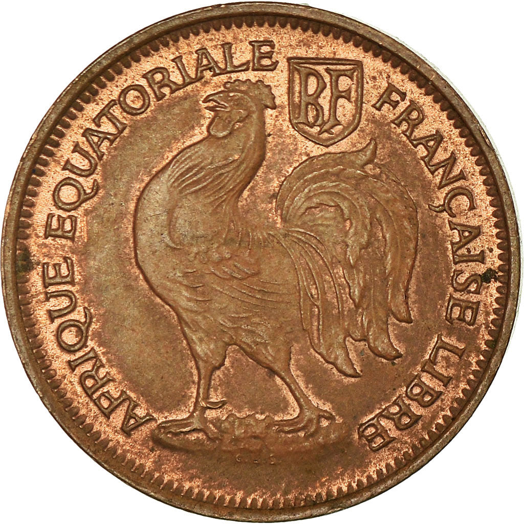 Coin, French Equatorial Africa, 50 Centimes, 1943, Pretoria, MS(60-62), Bronze