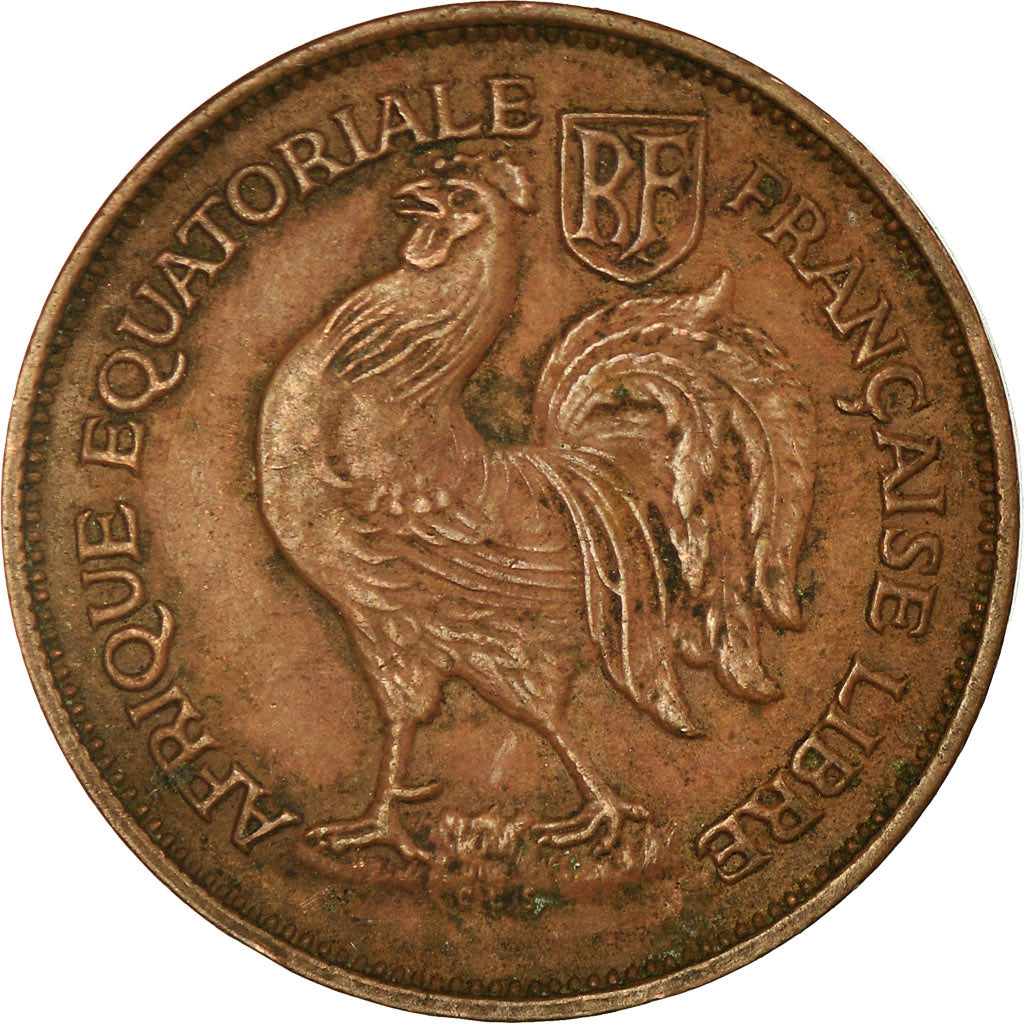 Coin, French Equatorial Africa, Franc, 1943, Pretoria, EF(40-45), Bronze, KM:2a