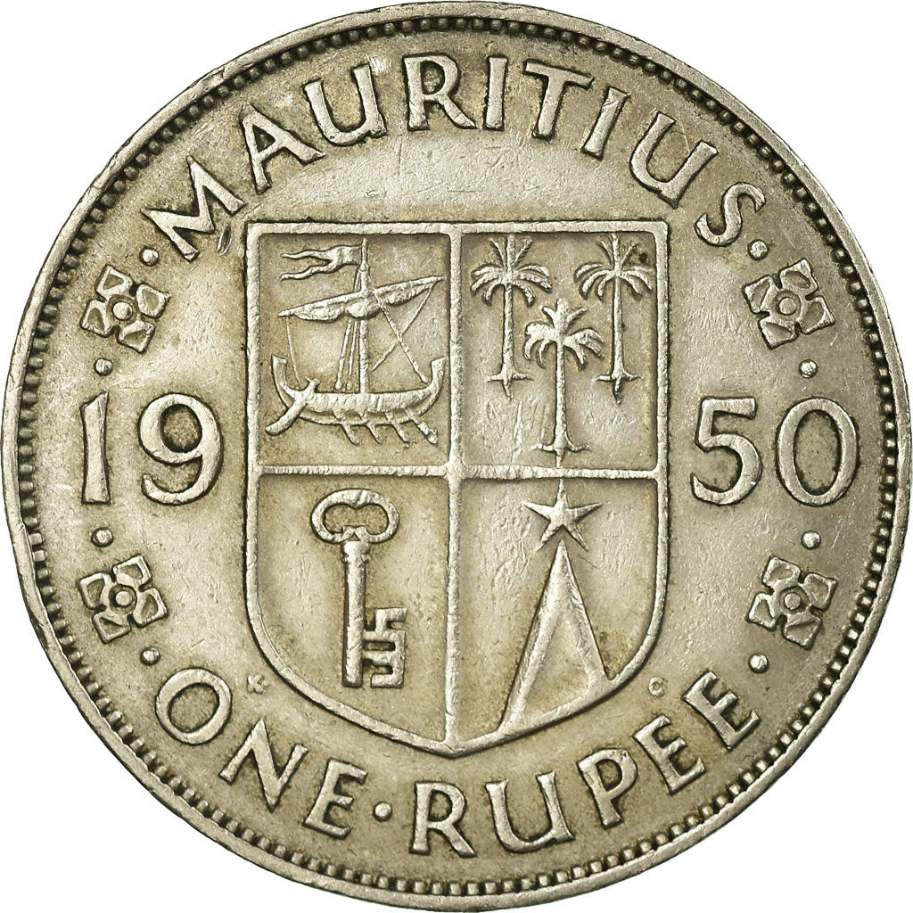 Coin, Mauritius, George VI, Rupee, 1950, Pretoria, AU(50-53), Copper-nickel