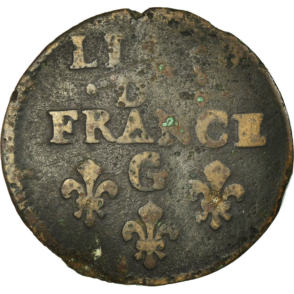 Moeda, França, Louis XIV, Liard de France au buste âgé, troisième type