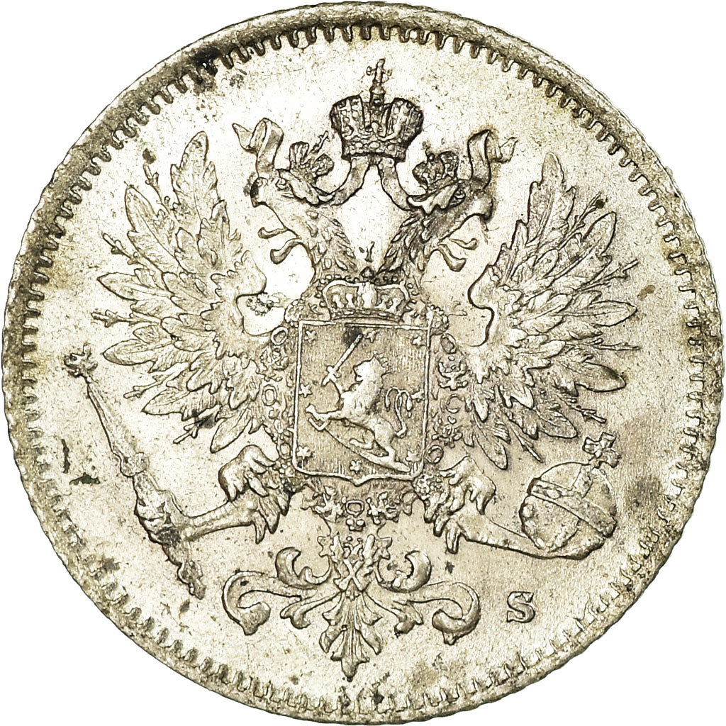Coin, Finland, Nicholas II, 25 Penniä, 1916, MS(60-62), Silver, KM:6.2
