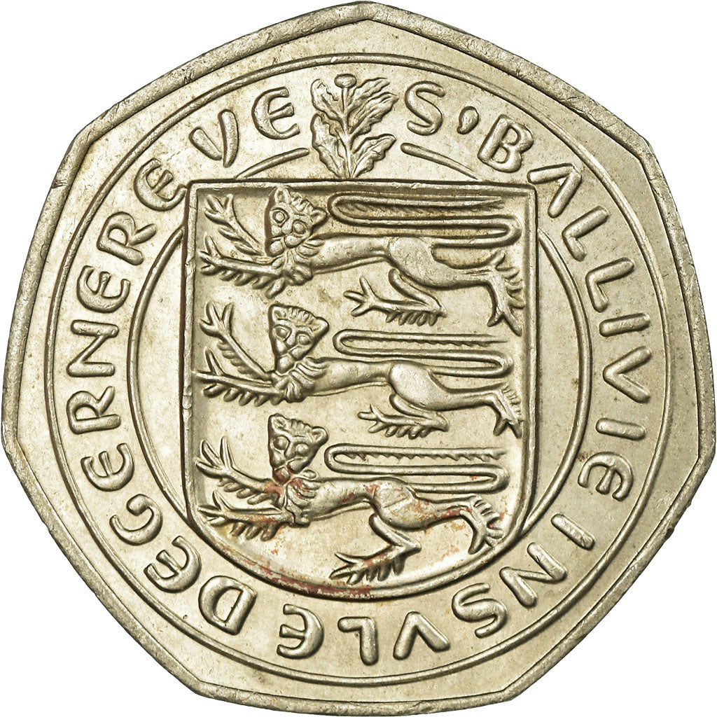 Moeda, Guernesey, Elizabeth II, 50 Pence, 1981, Heaton, AU(50-53)