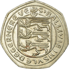 Moeda, Guernesey, Elizabeth II, 50 Pence, 1981, Heaton, AU(50-53)