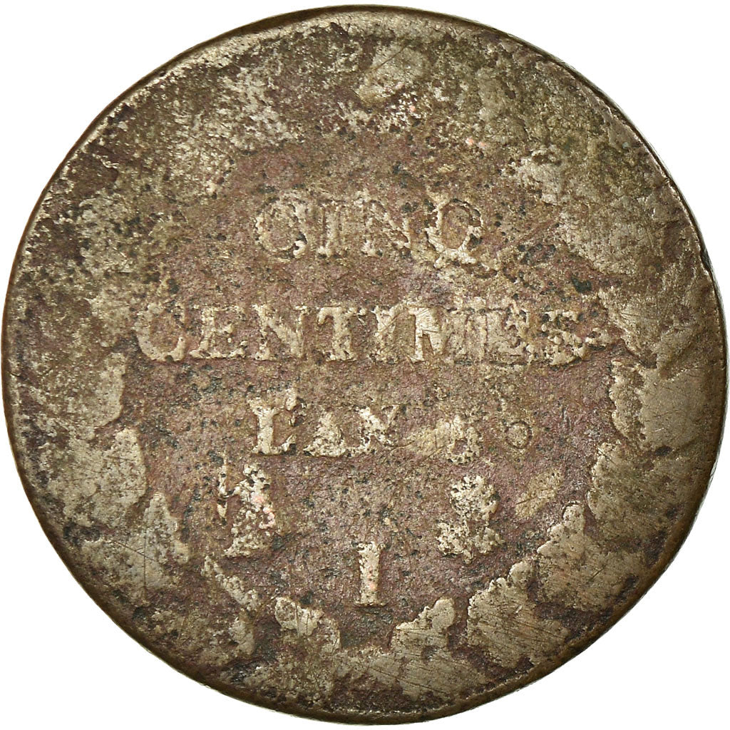 Moneta, Francia, Dupré, 5 Centimes, 1796, Limoges, B+, Bronzo, KM:640.7