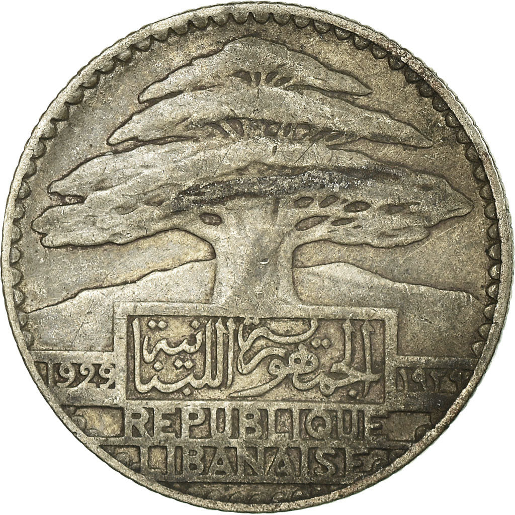 Coin, Lebanon, 25 Piastres, 1929, Paris, VF(30-35), Silver, KM:7, Lecompte:35