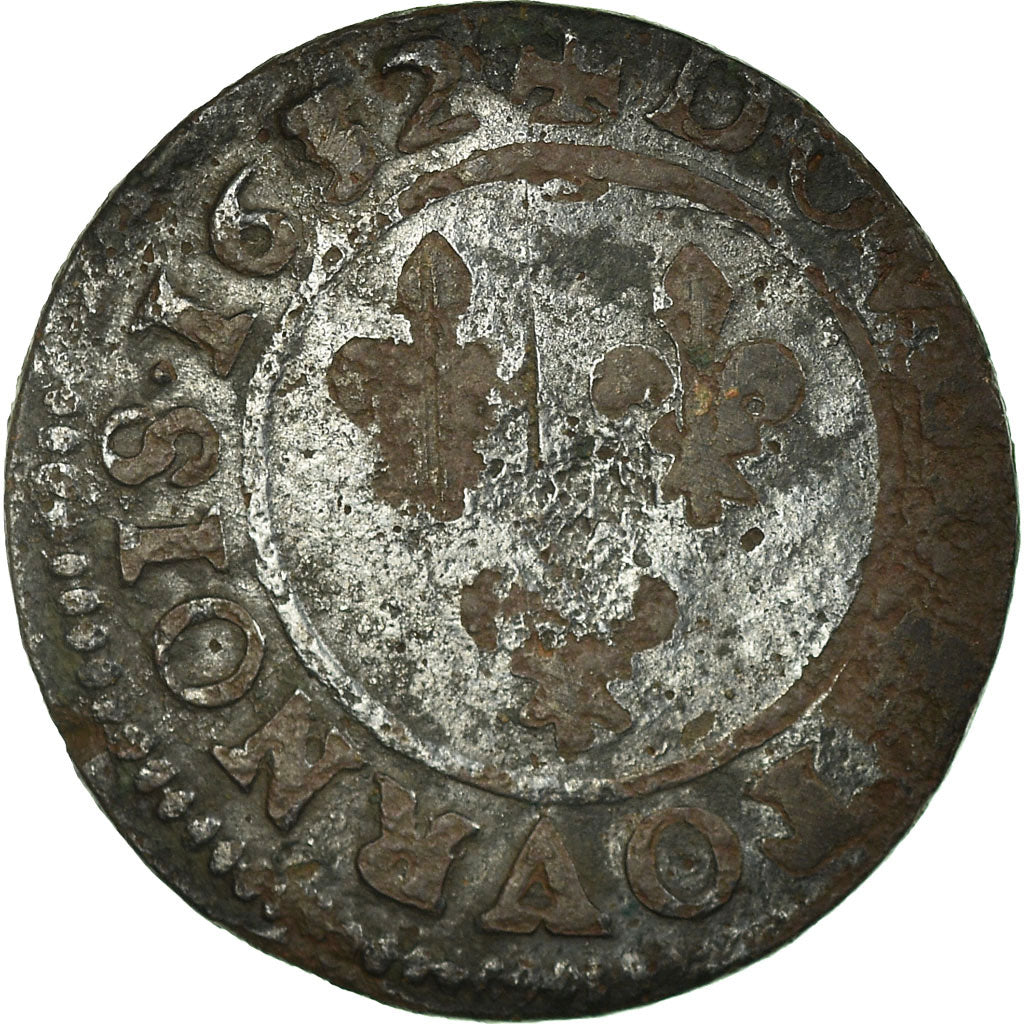 Moneda, Francia, Double Tournois, 1632, Lyon, BC+, Cobre