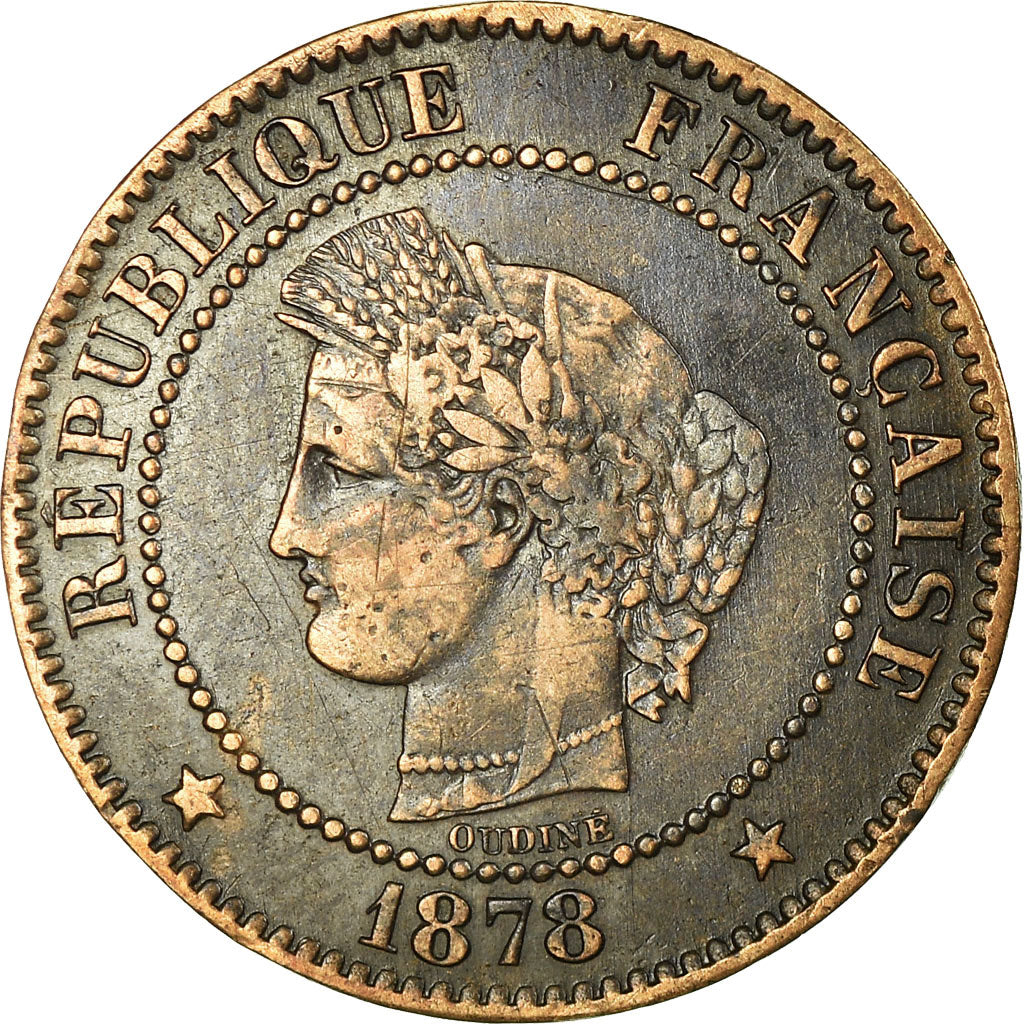Monnaie, France, Cérès, 2 Centimes, 1878, Bordeaux, TTB, Bronze, Gadoury:105
