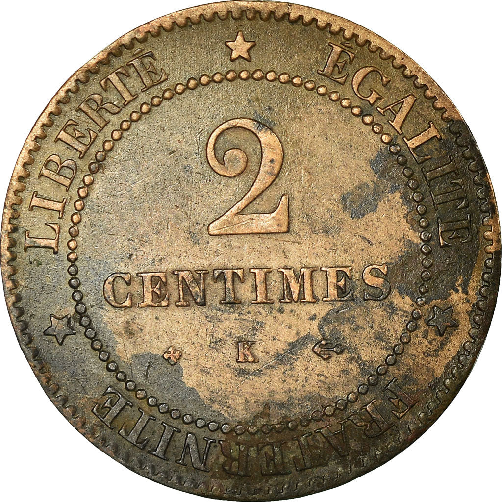 Monnaie, France, Cérès, 2 Centimes, 1878, Bordeaux, TTB, Bronze, Gadoury:105