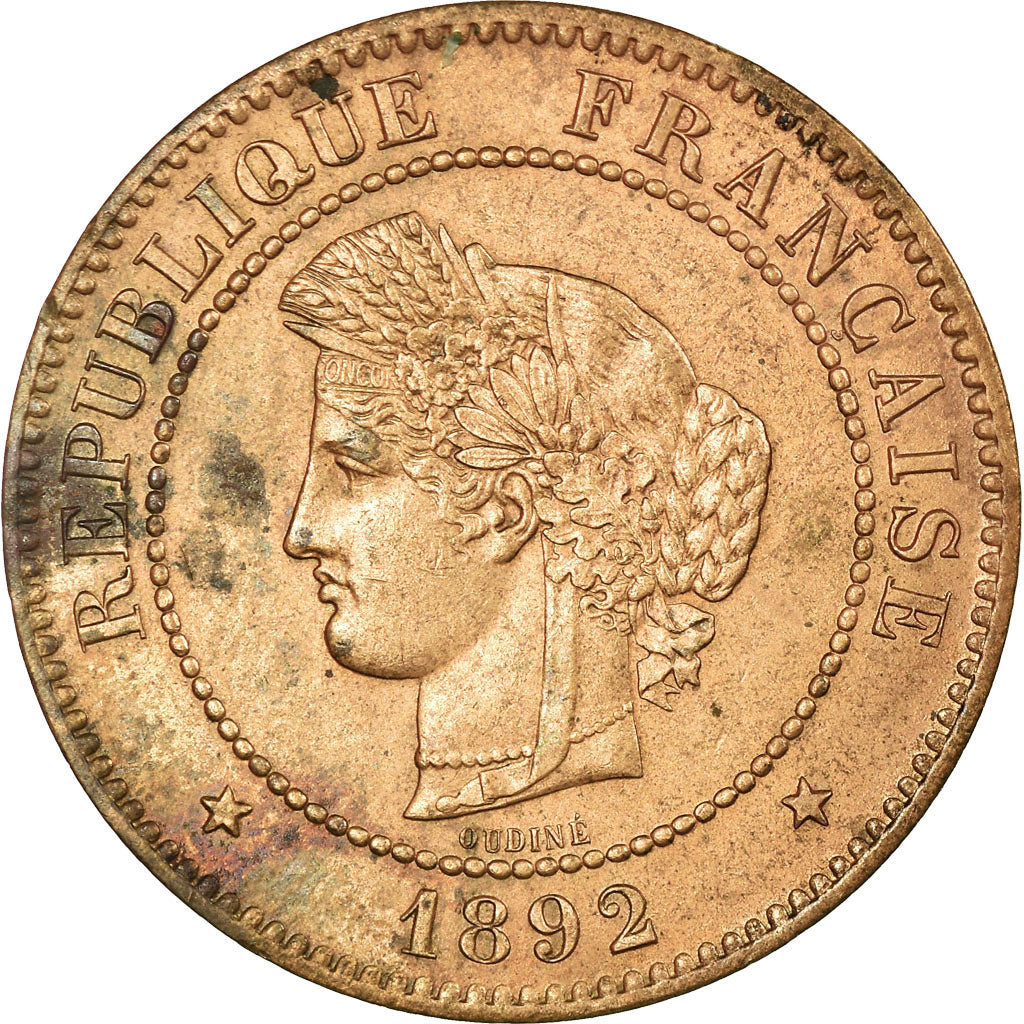 Münze, Frankreich, Cérès, 5 Centimes, 1892, Paris, VZ, Bronze, KM:821.1, Le