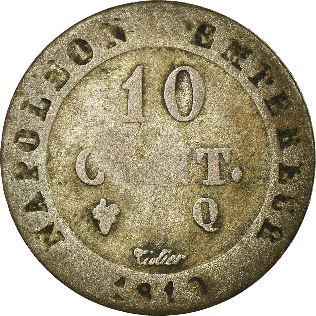 Moneda, Francia, Napoléon I, 10 Centimes, 1810, Perpignan, BC+, Vellón