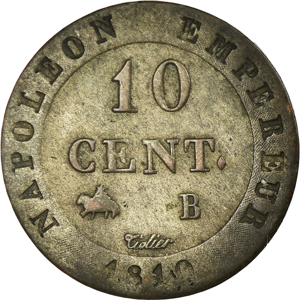 Moneta, Francia, Napoléon I, 10 Centimes, 1810, Rouen, BB+, Biglione, KM:676.2