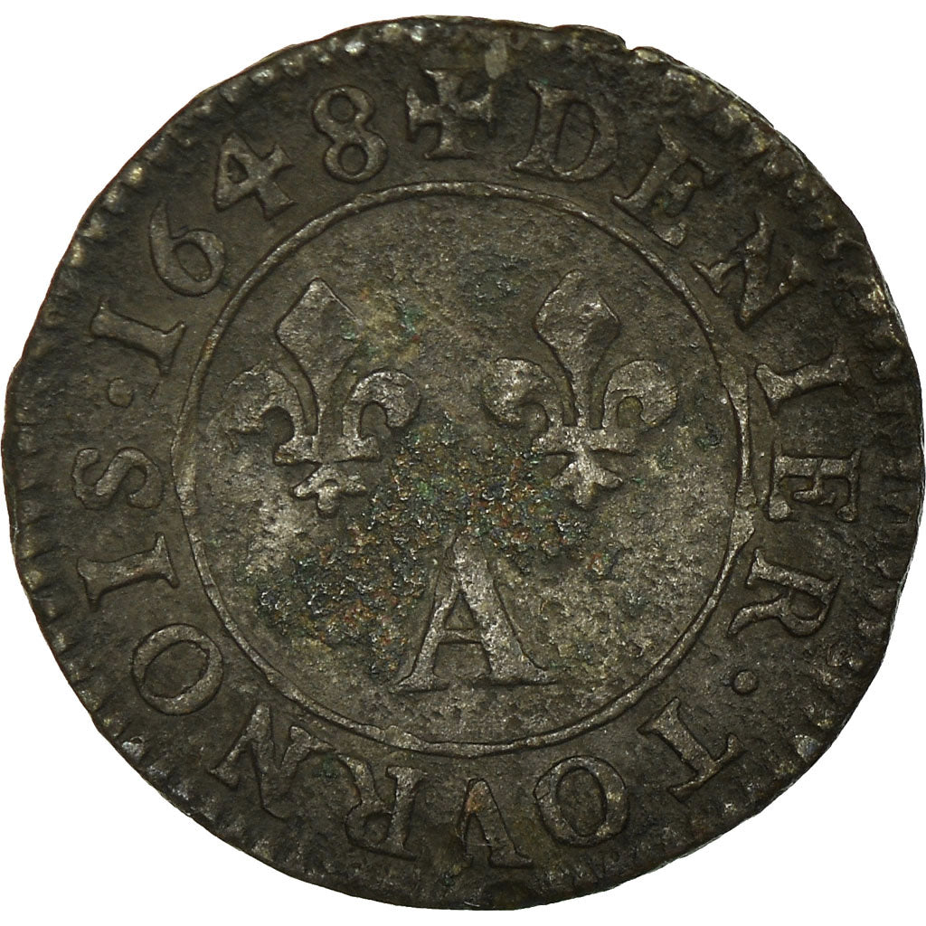 Monnaie, France, Louis XIV, Denier Tournois, Denier Tournois, 1648, Paris, TTB