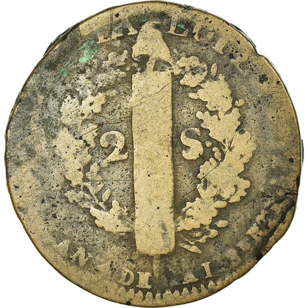 Münze, Frankreich, 2 sols françois, 2 Sols, 1792, Lille, SGE+, Bronze