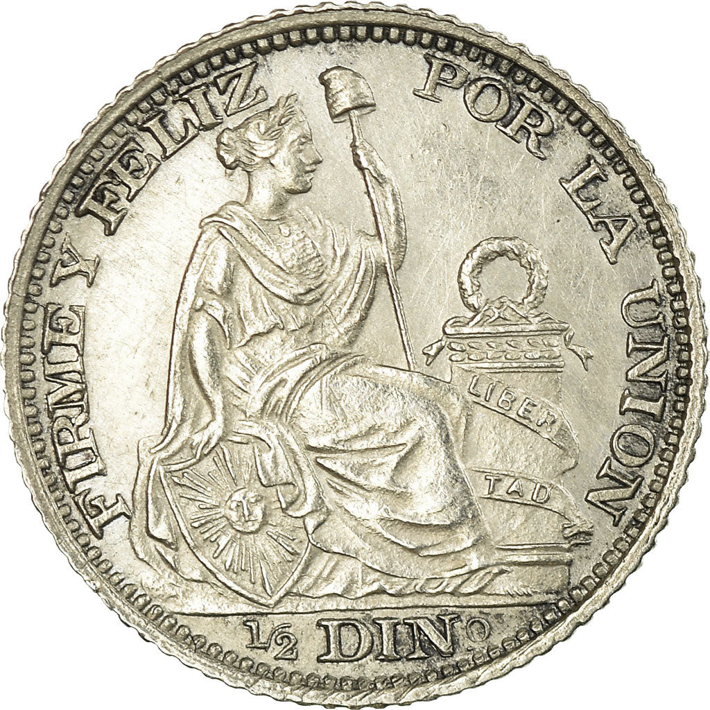 Moneda, Perú, SOUTH PERU, 1/2 Dinero, 1892, Lima, EBC+, Plata, KM:206.1